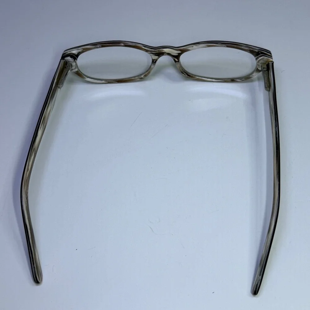 Black and Marbled Grey Oval Eyeglasses Frames with Hardshell Case